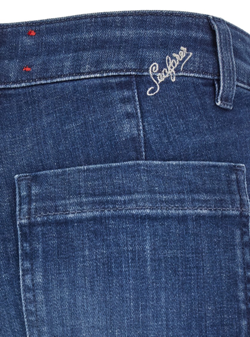 Seafarer 'delphine' Light Blue Flared Jeans With Belt Loops And Logo Lettering On The Rear In Blue
