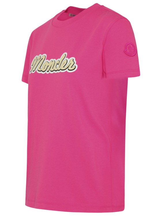 Shop Moncler Fuchsia Cotton T-shirt In Pink
