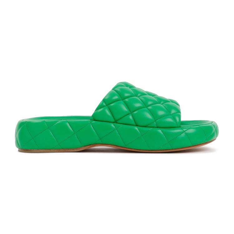Bottega Veneta Quilted Green Slides With Chunky Sole In Green