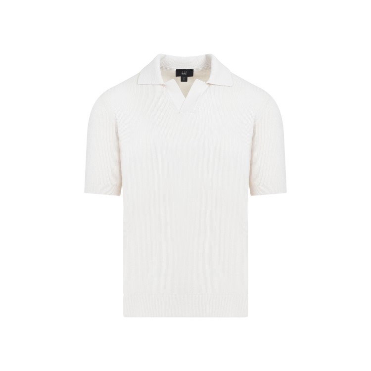 Shop Dunhill Ribbed Off White Mulberry Silk Polo