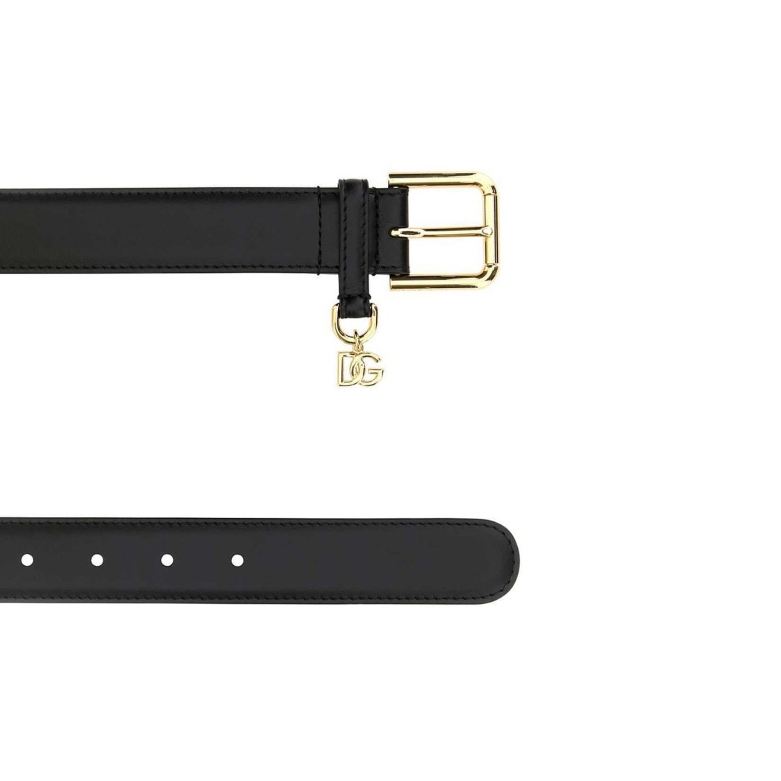 Dolce & Gabbana Adjustable Smooth Leather Belt With Gold-tone Buckle In Black