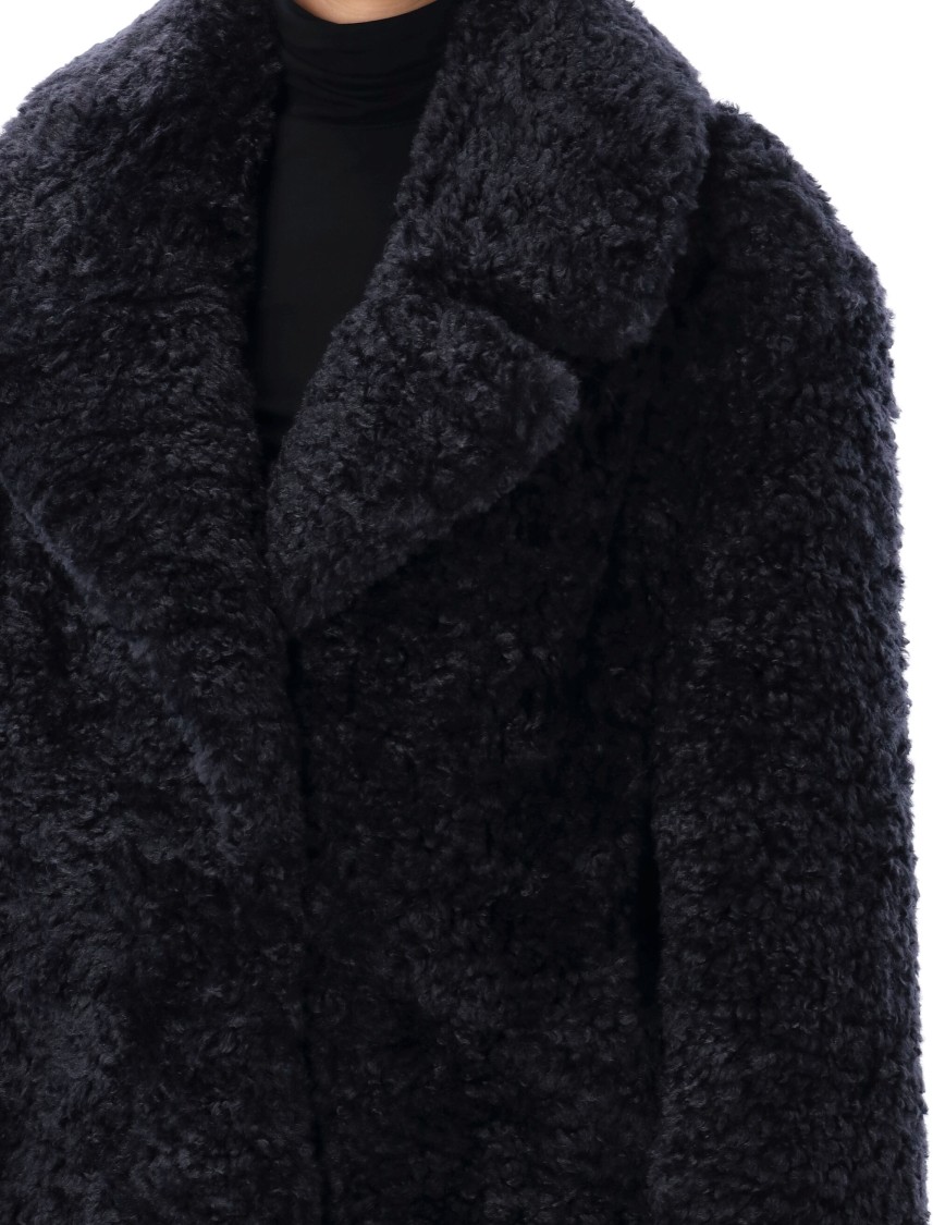 Stella Mccartney Navy Short Faux-shearling Jacket In Black
