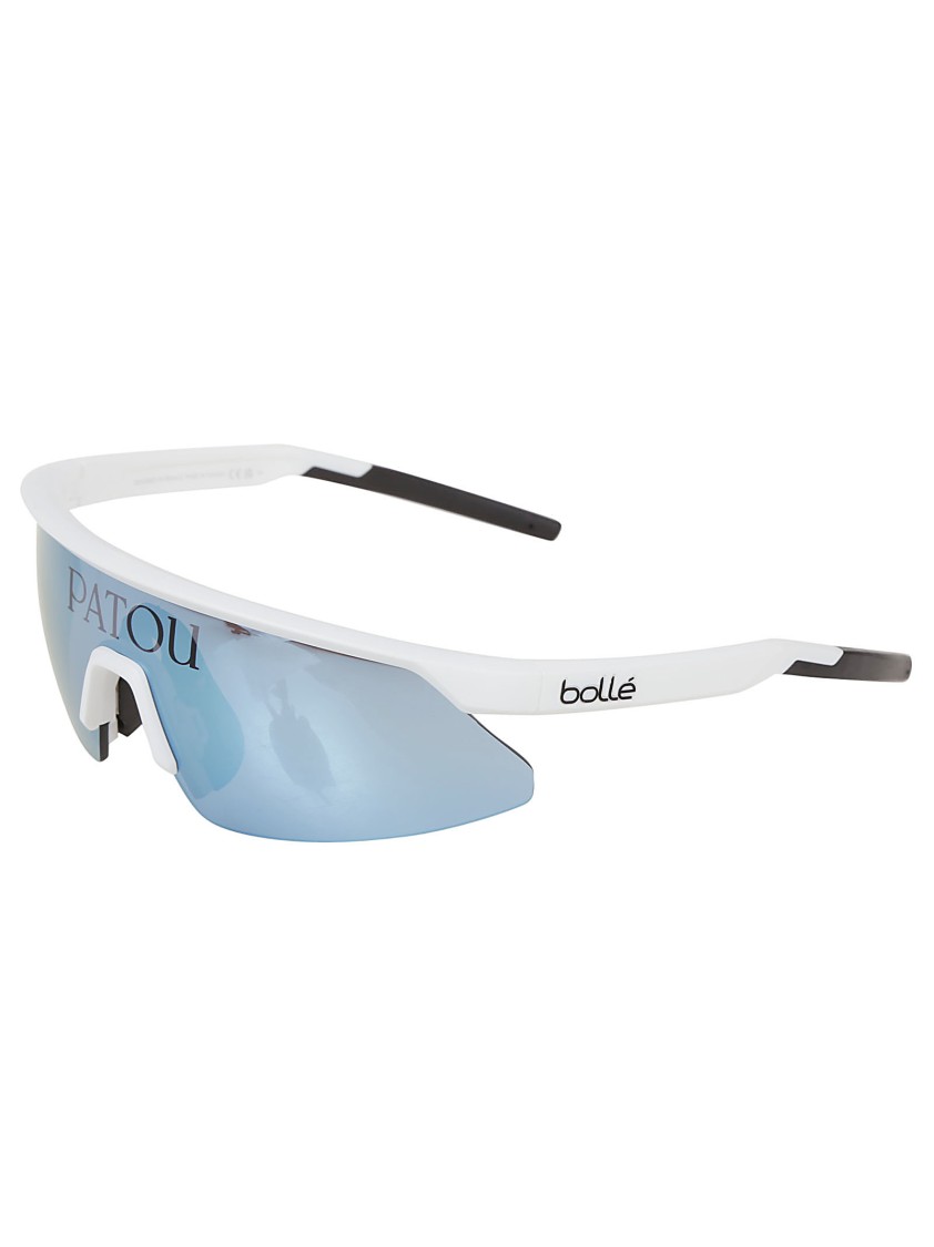 Patou Curved Lens Sunglasses With Contrast Arms In Blue