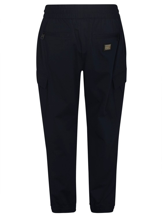 Shop Dolce & Gabbana Navy Blue Cotton Blend Trousers In Black