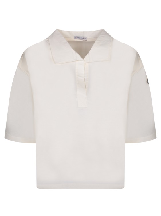 Moncler Cotton Polo Shirt In Neutrals
