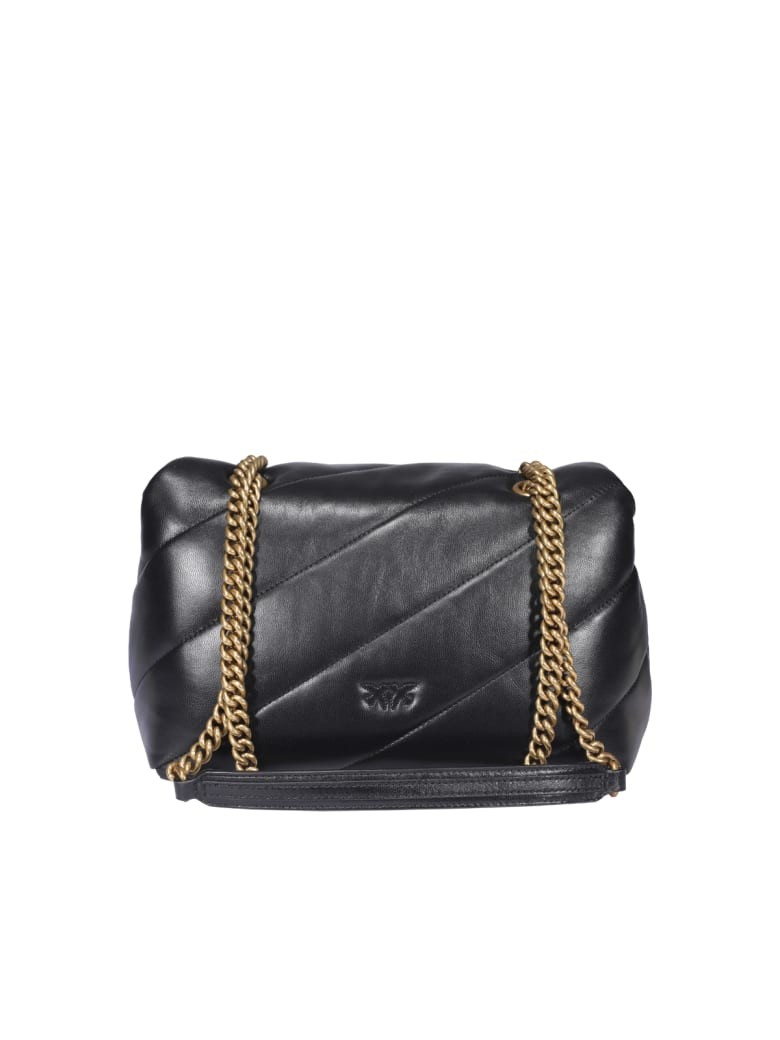 Pinko Love Baby Puff Leather Crossbody Bag In Black