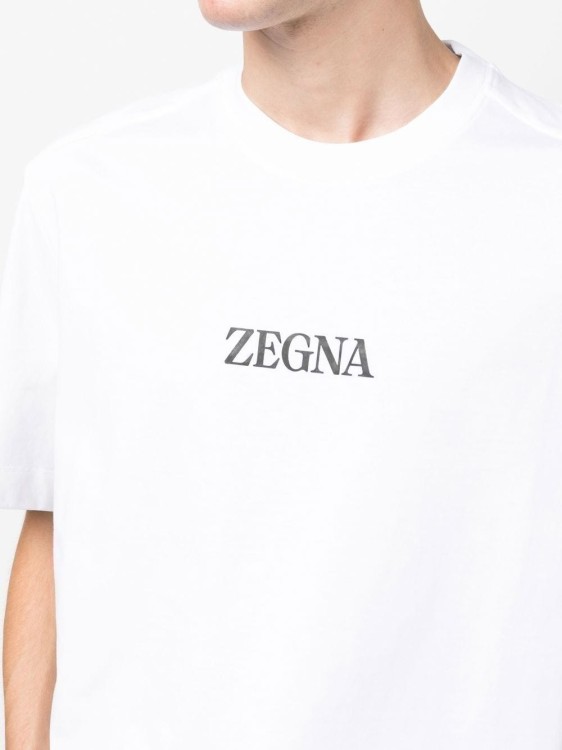 Shop Zegna Logo Print White T-shirt