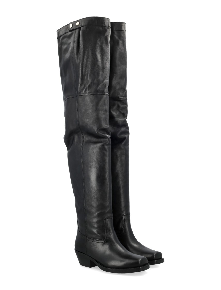Isabel Marant 40mm Amati-gb Leather Knee High Boots In Black