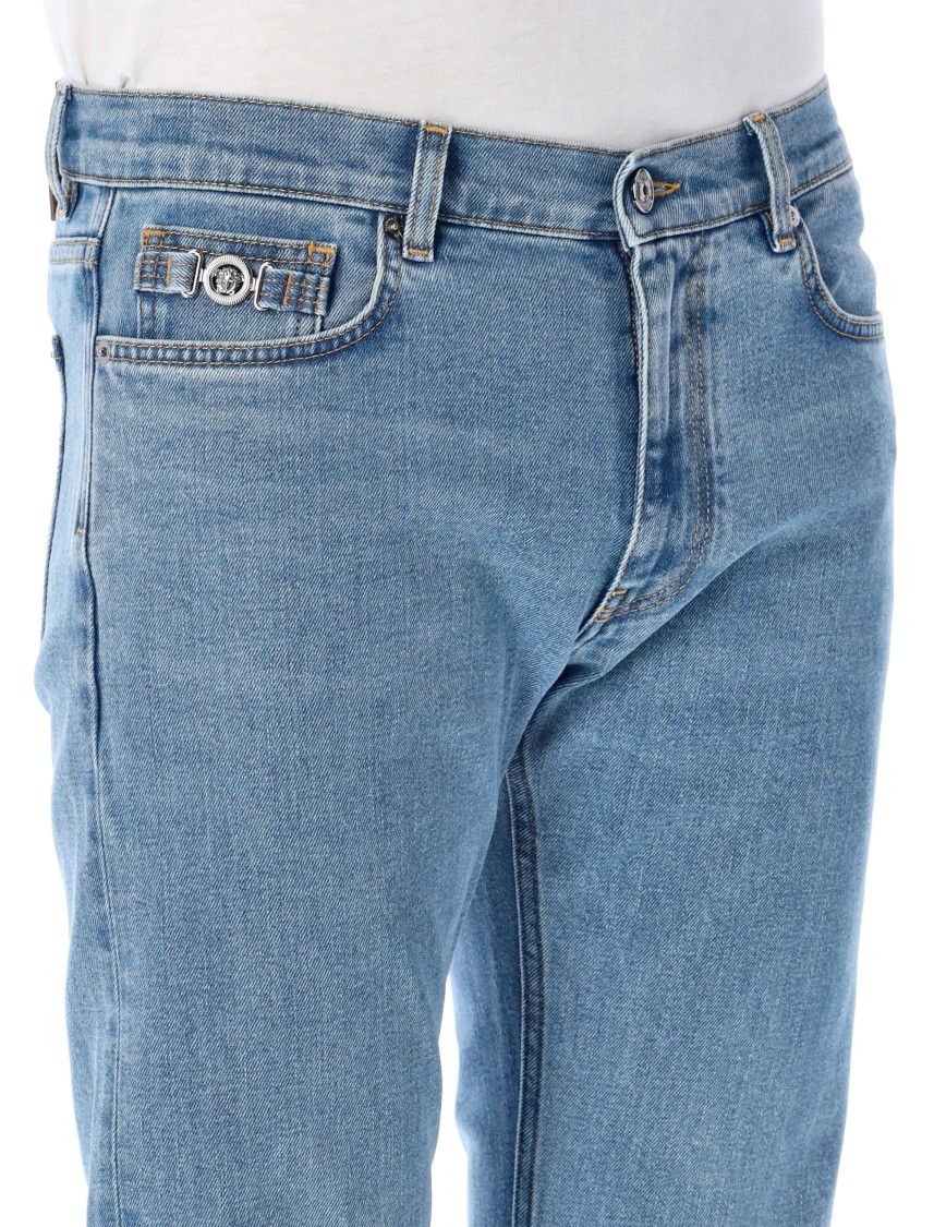 Shop Versace Slim-fit Jeans In Blue