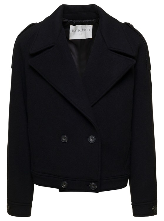 Forte Forte Black Cropped Double-breasted Jacket In Wool Woman In Black