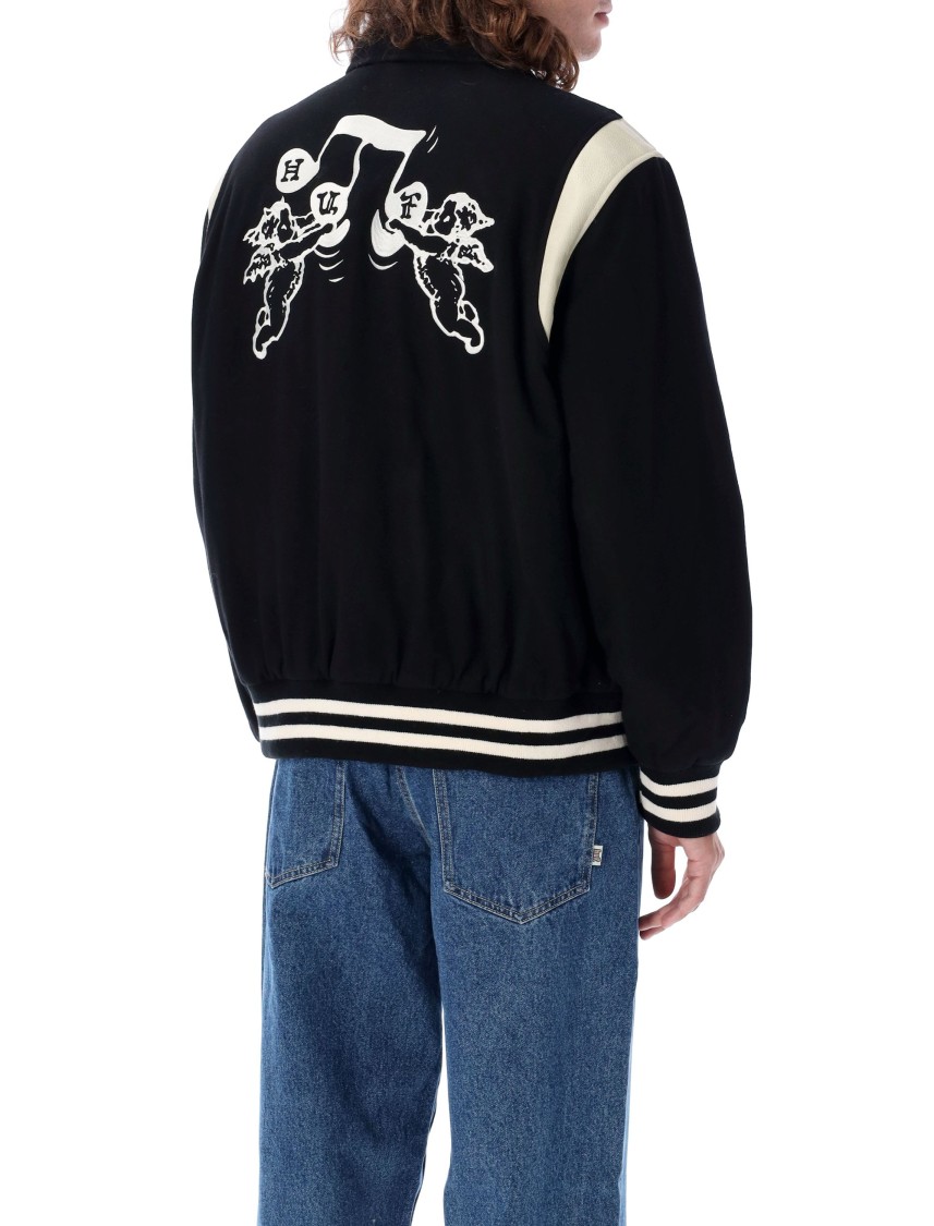 Huf Varsity Bomber Jacket In Black