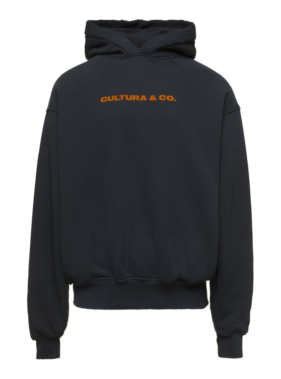 Shop Cultura Black Hoodie With & Co Print In Jersey