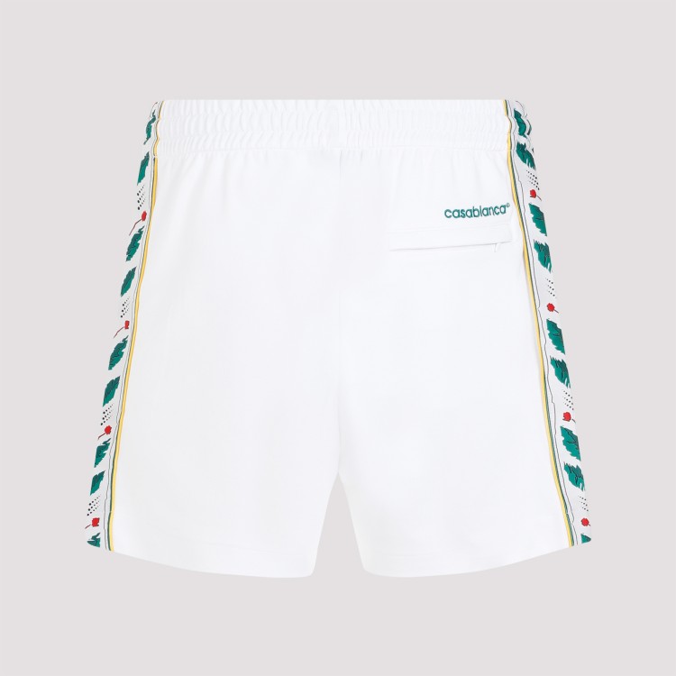 Shop Casablanca Laurel Track White Polyester Shorts