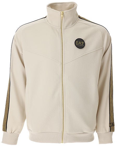 Emporio Armani Rain Grey Zip Sweatshirt In Gold