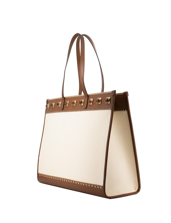 Shop Etro Large Crown Me Shopping Bag In Neutrals