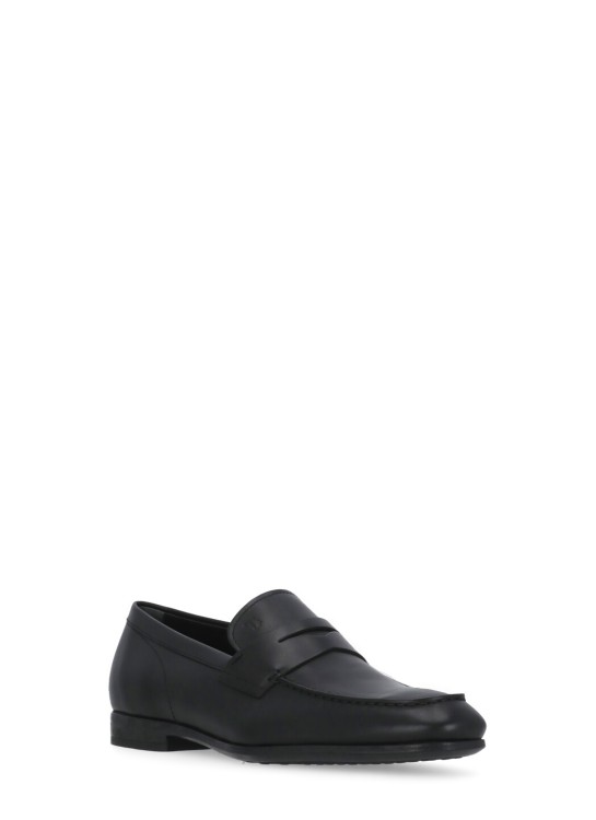 Shop Tod's Smooth Leather Loafers In Black