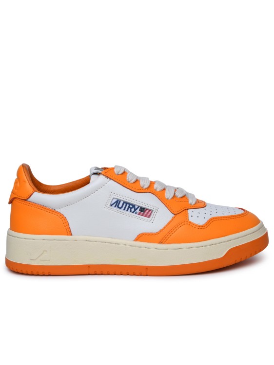 Shop Autry Medalist' Orange Leather Sneakers