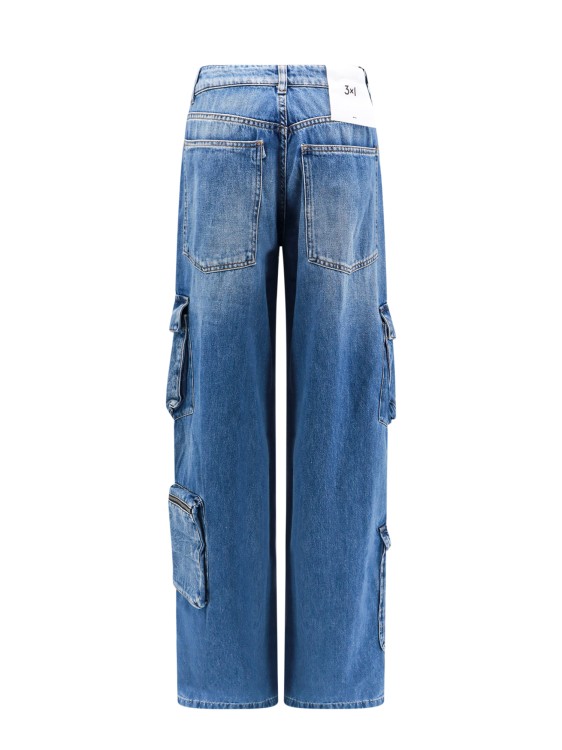 Shop 3x1 Cotton Cargo Jeans In Blue