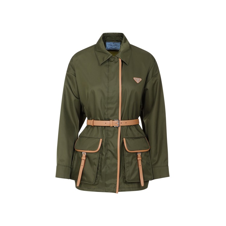 Prada Military Green Polyamide Jacket In Brown