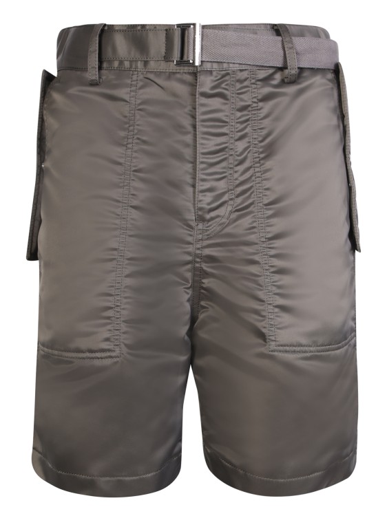 Shop Sacai Nylon Khaki Shorts In Grey