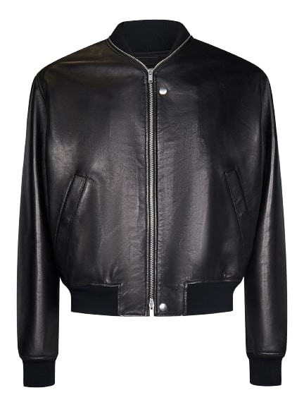 Jil Sander Leather Zip-up Bomber Jacket In Black