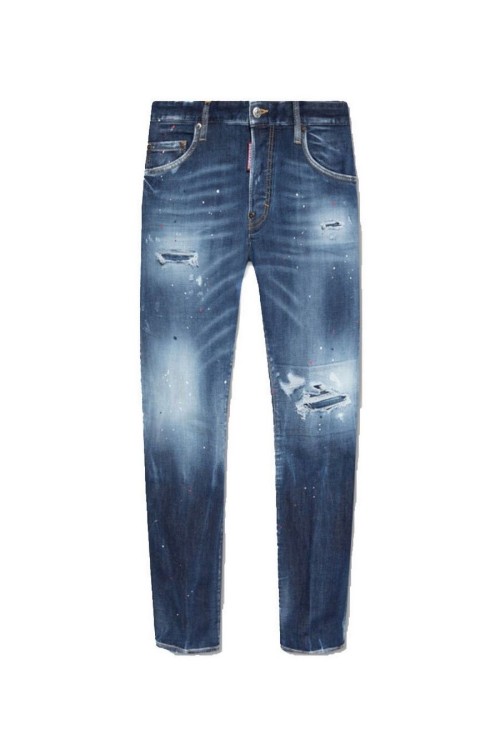 DSQUARED2 BLUE COTTON RIPPED JEANS