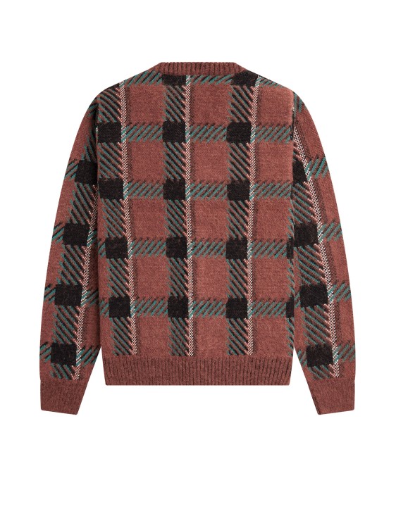 Shop Fred Perry Tartan Cardigan With Logo Embroidery In Brown