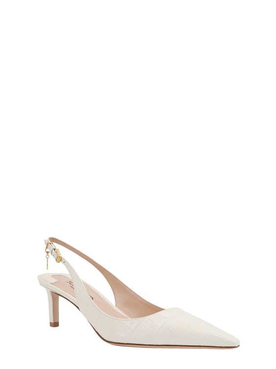 Shop Tom Ford Leather Slingback With Metal Monogram Charm In White