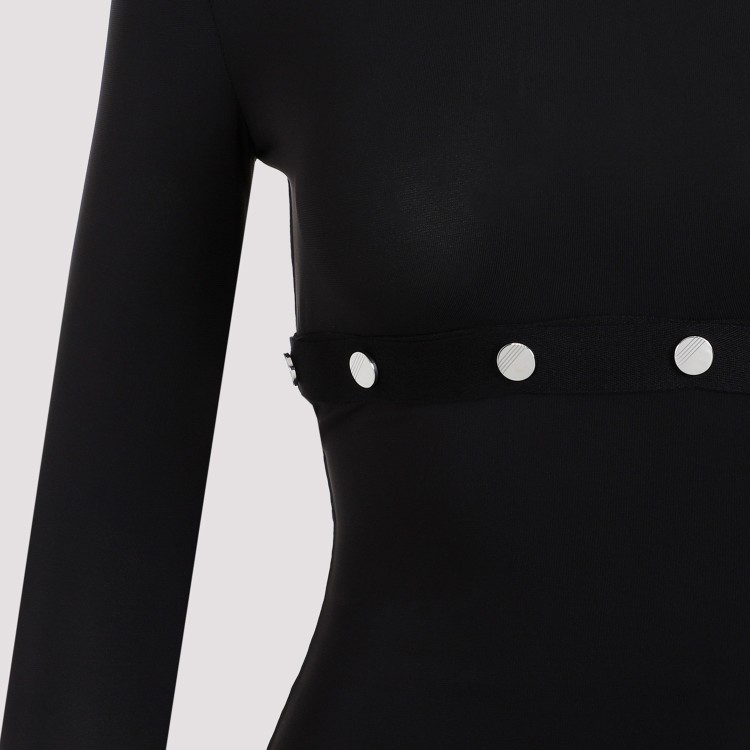 Attico Asymmetric Dress With Snap Buttons In Black