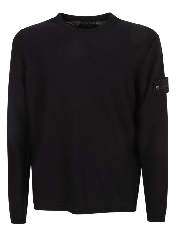 Shop Stone Island Navy Blue Cotton-cashmere Blend Sweater In Black
