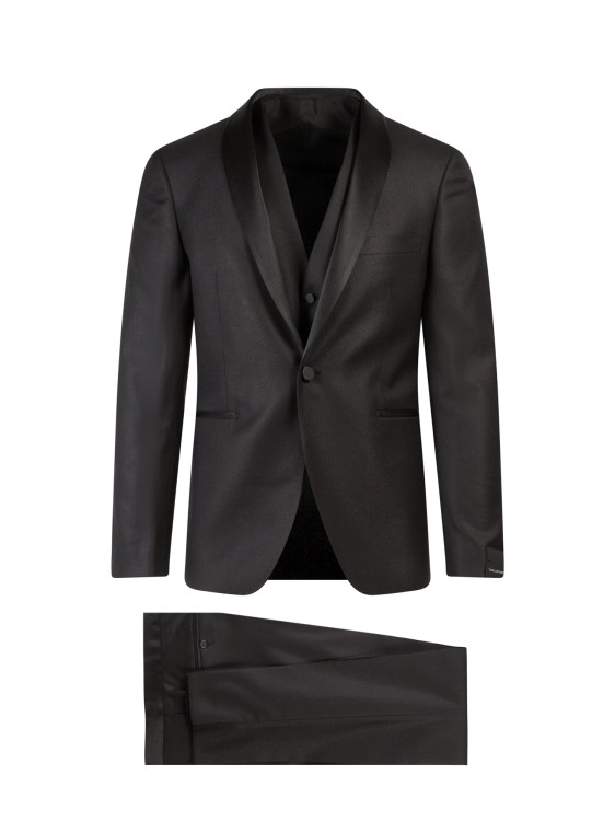 Tagliatore Virgin Wool And Silk Trouser With Vest In Black