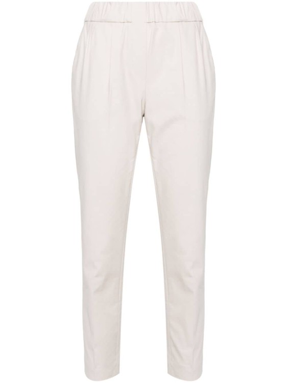 Brunello Cucinelli Sand Beige Stretch-cotton Trousers In White