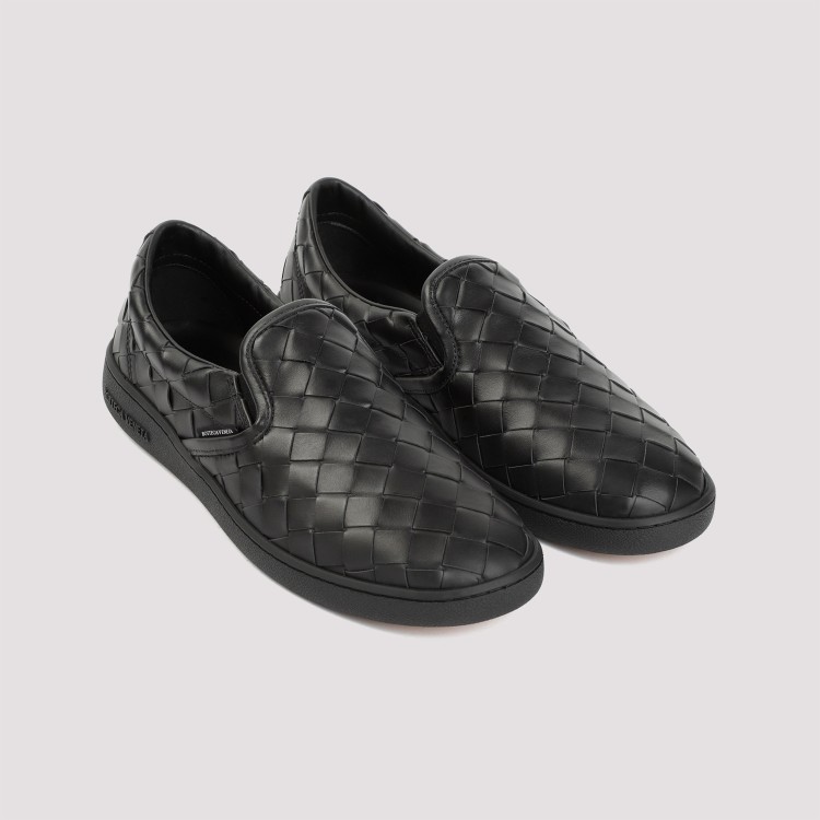 Shop Bottega Veneta Black Calf Leather Sawyer Slip On Sneaker