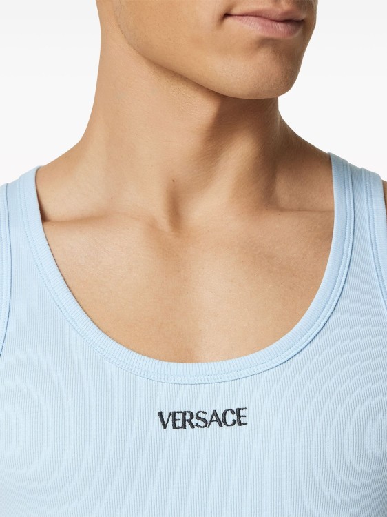 Shop Versace Blue Logo Tank Top