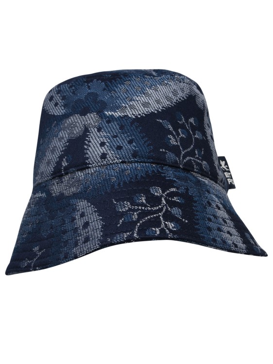 Shop Etro Blue Cotton Blend Hat In Black