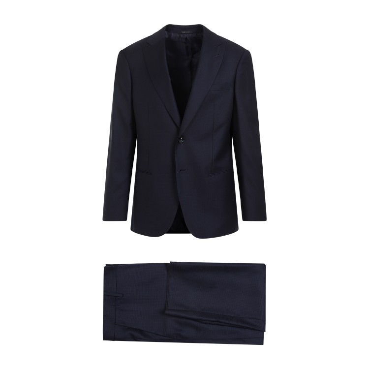 Shop Giorgio Armani Night Sky Blue Virgin Wool Suit