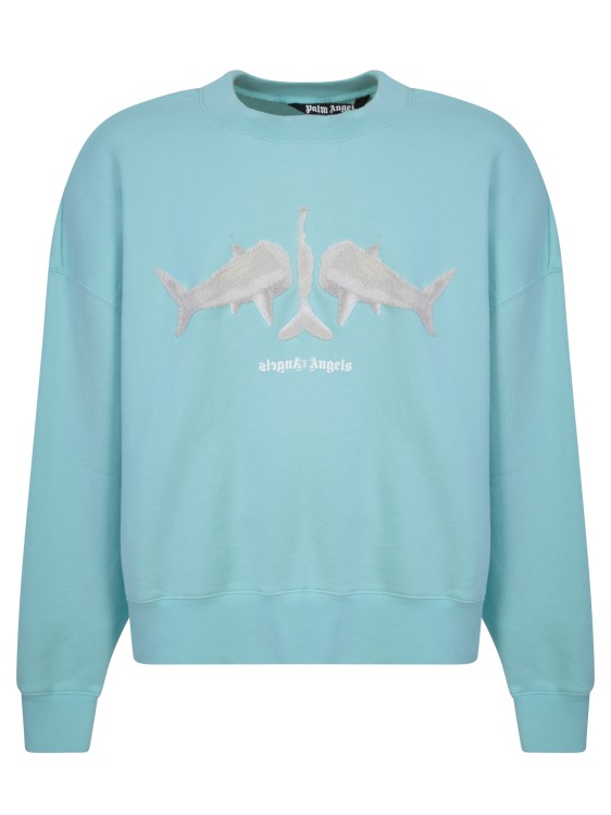 Palm Angels Broken Shark Light Blue Sweatshirt