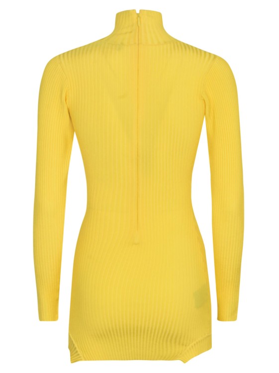 Shop David Koma Canary Yellow Ribbed Knit Dress
