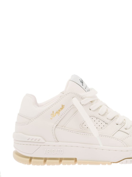 Shop Axel Arigato Area Lo' White Sneakers With Embossed Logo In Leather Blend In Neutrals