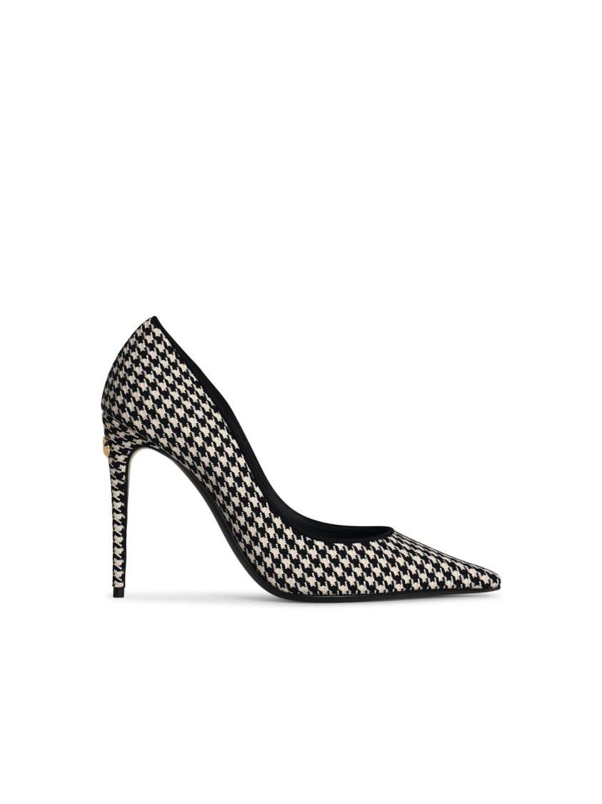 Dolce & Gabbana Houndstooth Pointed Toe Stiletto Heel Pumps In Grey