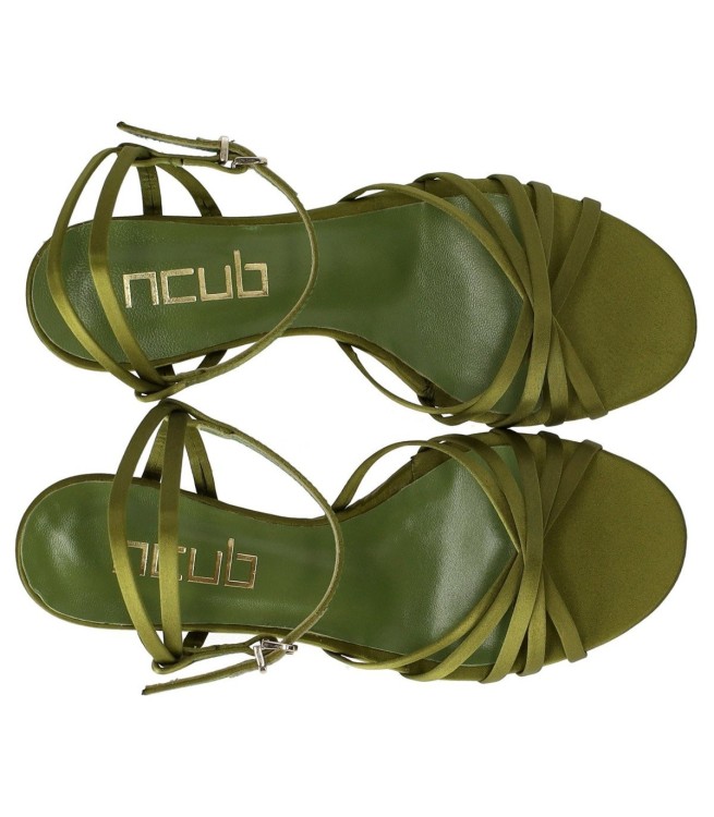 Shop Ncub Mamy Green Heeled Sandal In Neutrals