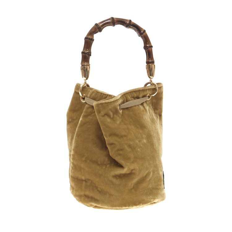 Shop Chica Ocher Velvet Bucket Bag In Brown