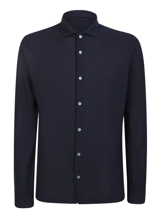 Shop Zanone Blue Classic Collar Shirts In Black