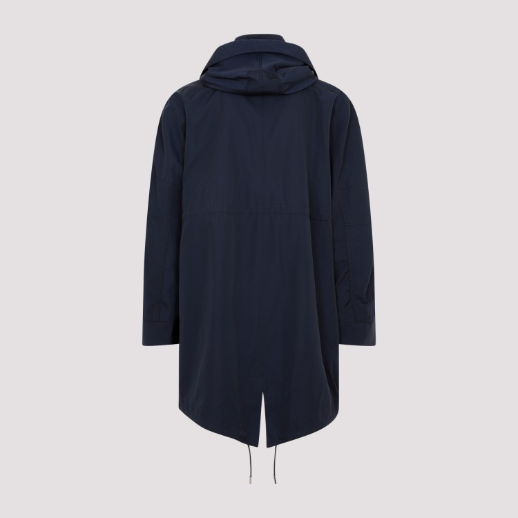 Shop Dior Blue Hooded Parka Coat In Black