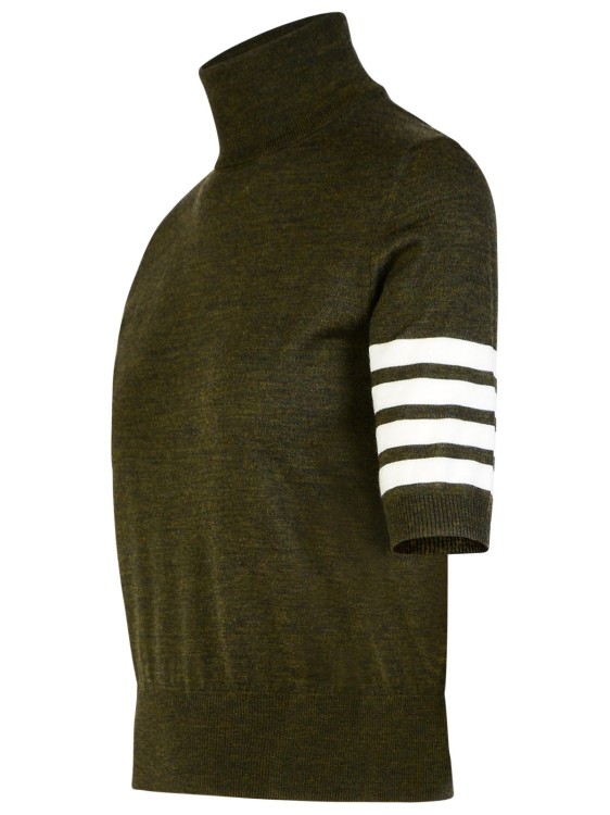 Shop Thom Browne '4-bar' Green Wool Turtleneck Sweater