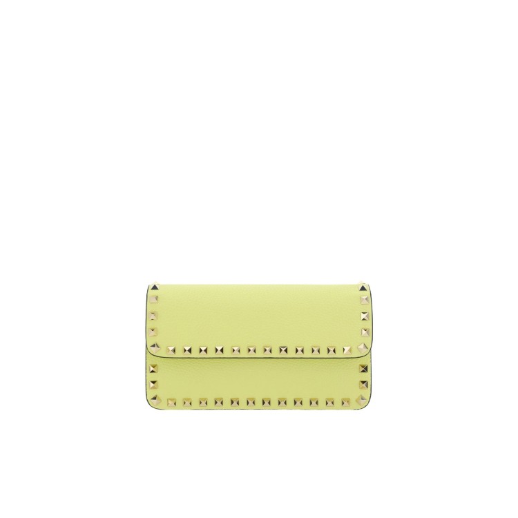 Shop Valentino Leather Rockstud Handbag In Yellow