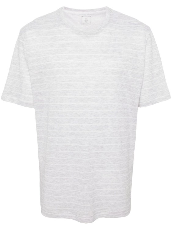 Eleventy Striped Crew-neck T-shirt In White