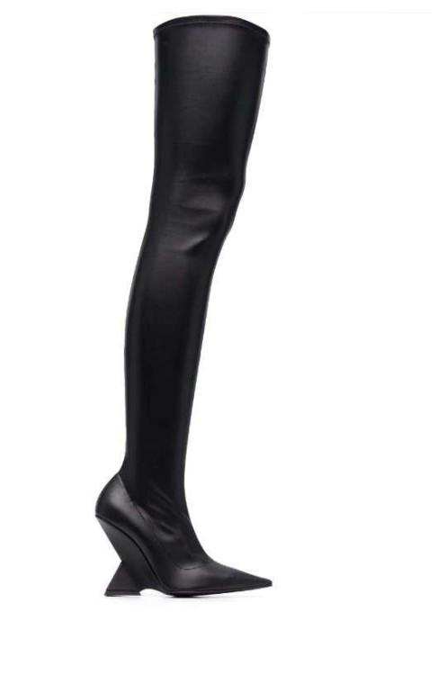 Attico Cheope 110mm Leather Above-knee Boots In Black