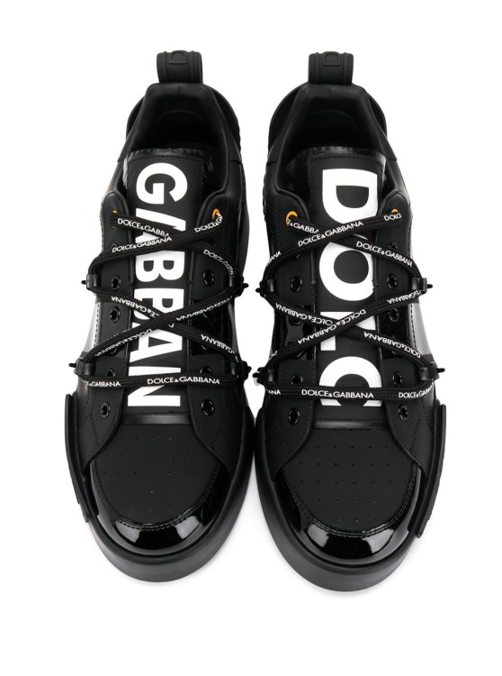 Shop Dolce & Gabbana 's Portofino Black Leather  Sneakers
