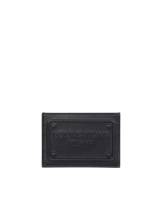 Dolce & Gabbana Logo Plaque Leather Card Holder In Neutrals